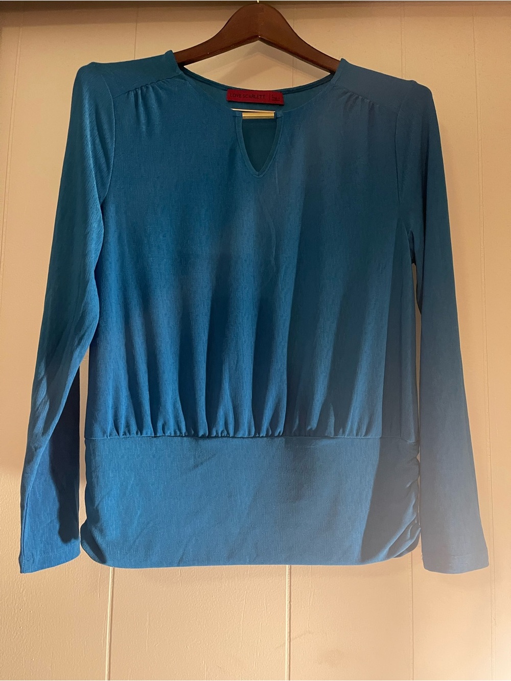 Scarlett Teal Long-Sleeve Keyhole Women's Top